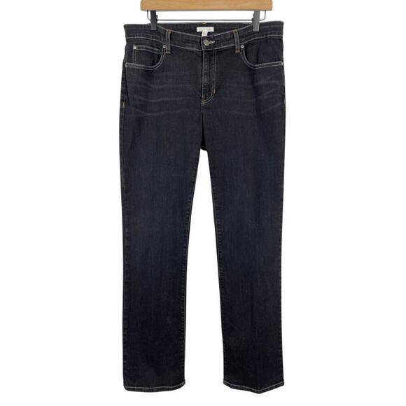Eileen Fisher Organic Soft Stretch Denim Pant Black Gray Size 12 Straight Leg - Picture 1 of 9